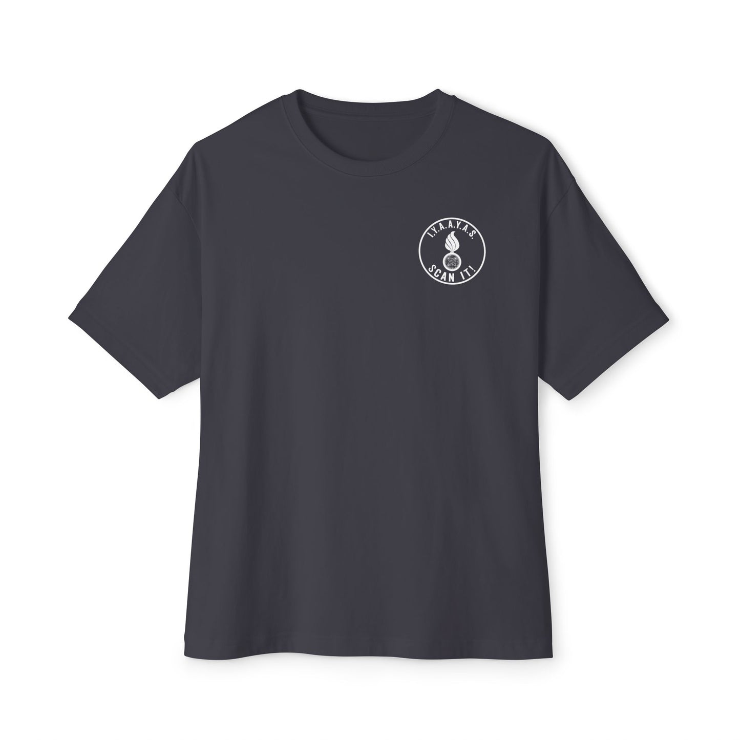 USAF AMMO IYAAYAS Pisspot With QR Code Scan It Produces Text Message Spelling Out Acronym Meaning Unisex Oversized Boxy Tee