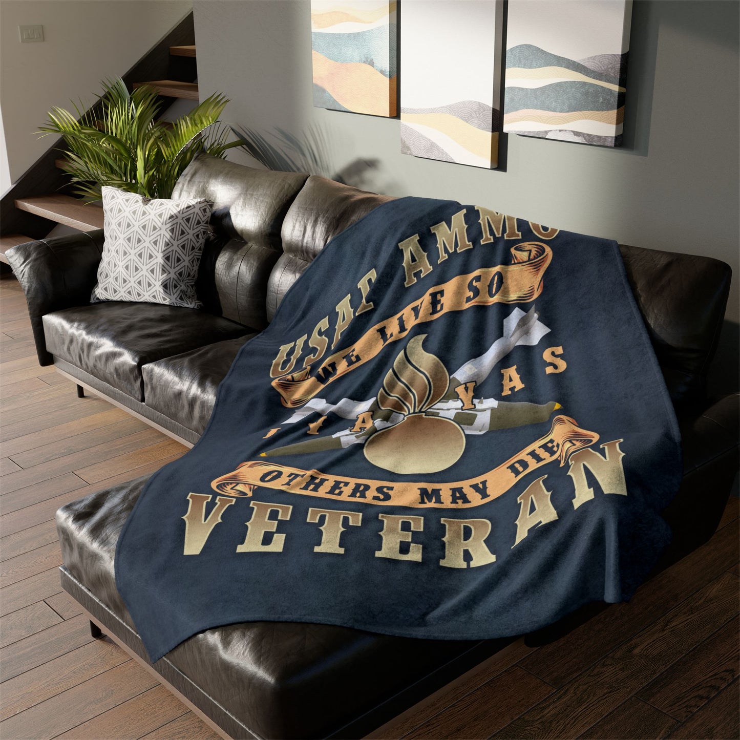 USAF AMMO Veteran We Live So Others May Die IYAAYAS Pisspot Vintage Scrolls and Crossed JDAMs Soft Polyester 60" x 80" Blanket