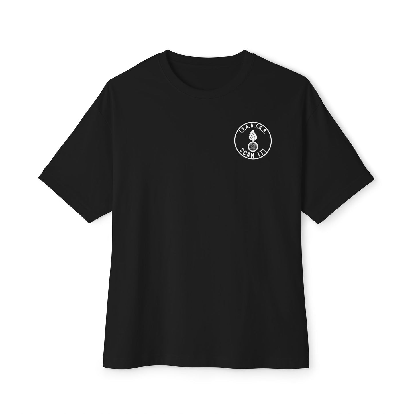 USAF AMMO IYAAYAS Pisspot With QR Code Scan It Produces Text Message Spelling Out Acronym Meaning Unisex Oversized Boxy Tee