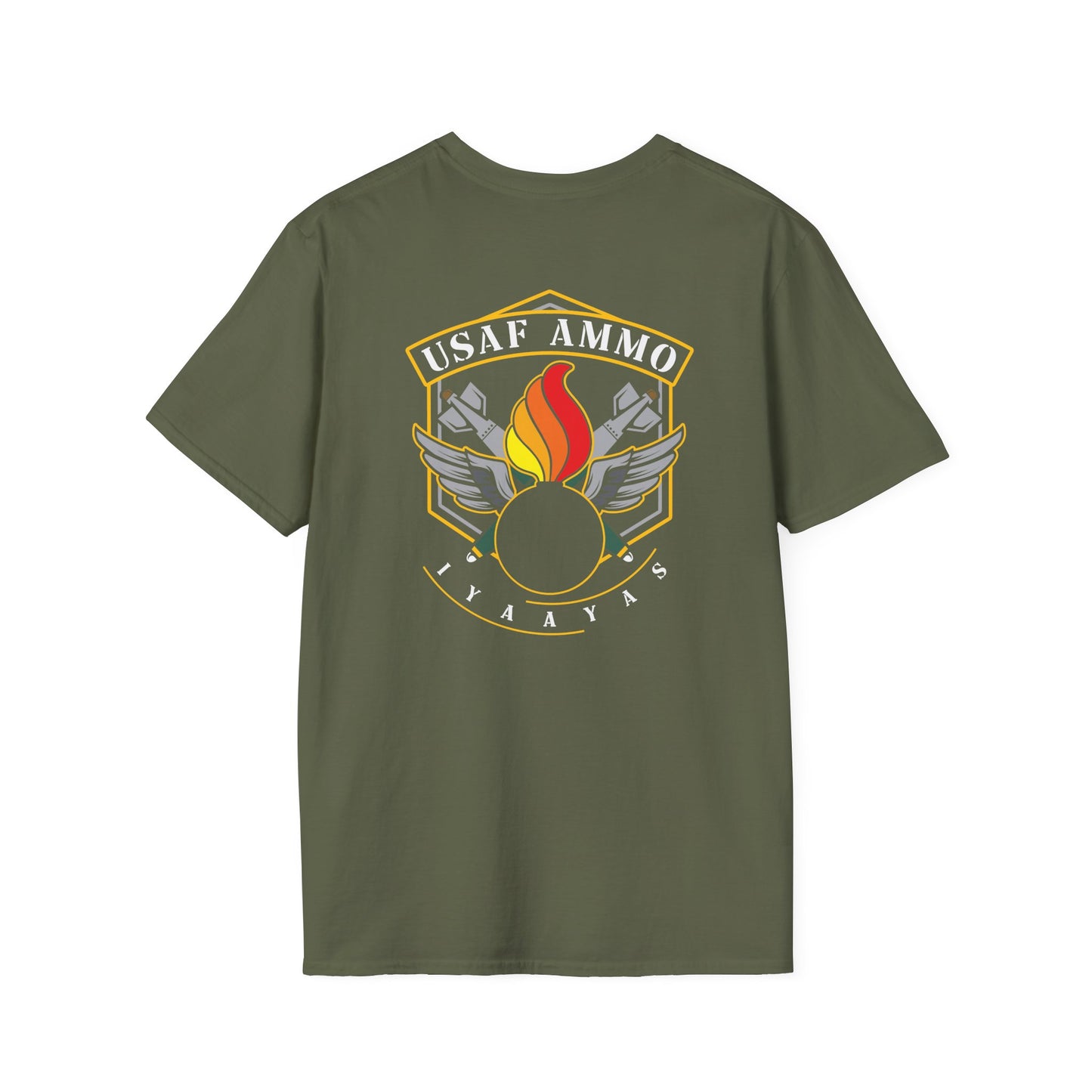 USAF AMMO Pisspot Bombs Wings IYAAYAS Logo Unisex Softstyle T-Shirt