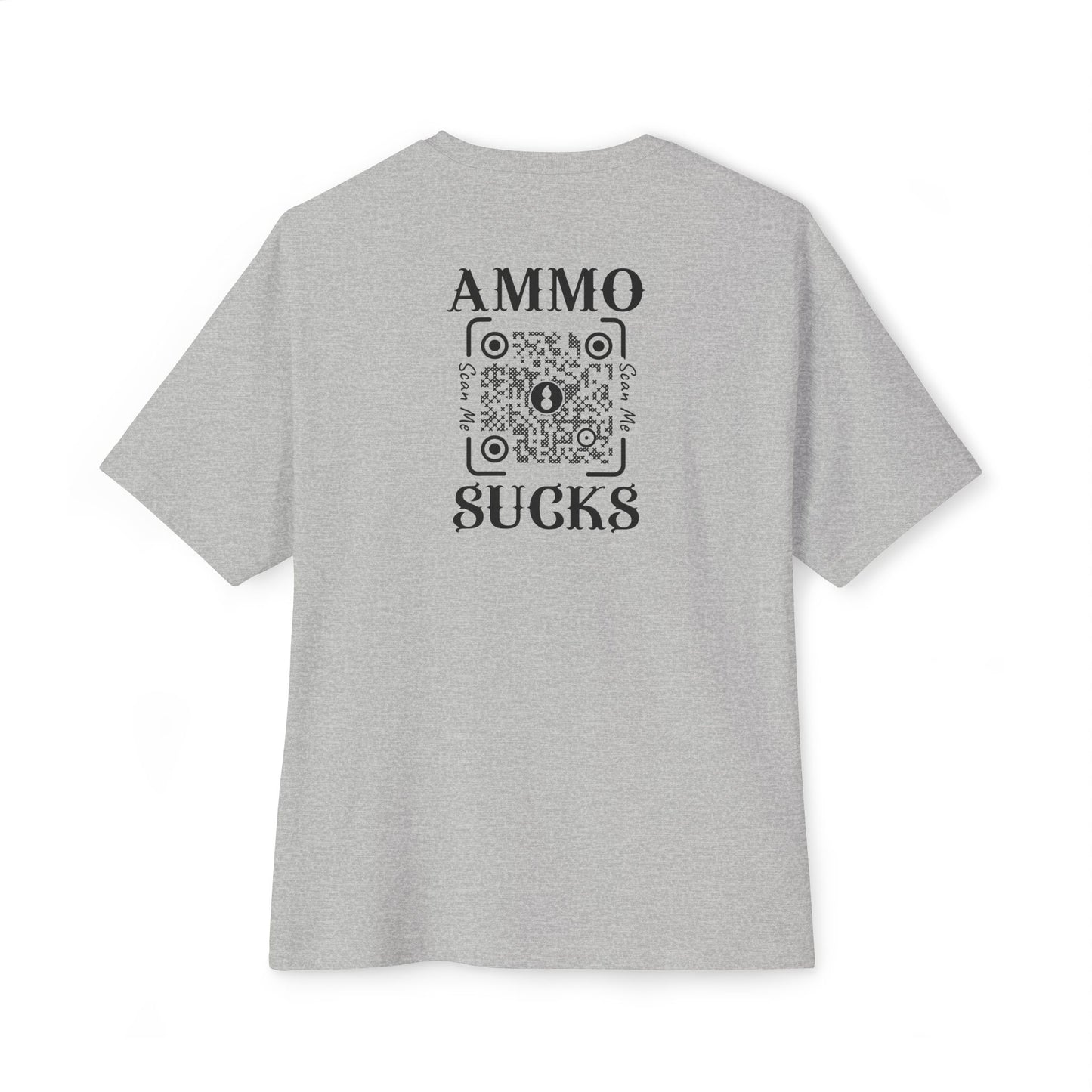 USAF AMMO Unique QR Code Scan Me Produces Text Message With The Correct Reply to AMMO Sucks Unisex Oversized Boxy Tee