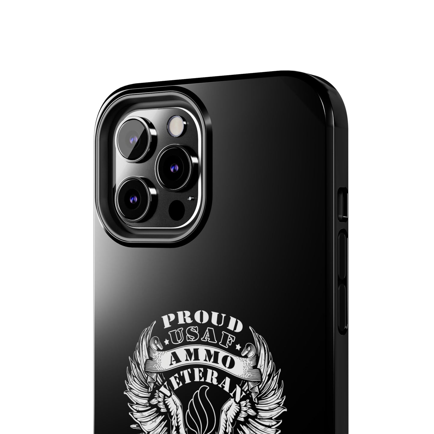 Proud USAF AMMO Veteran 461 2W0 Munitions IYAAYAS Pisspot Eagle Wings Vintage Ribbon Scrolls Black Background Tough Phone Cases