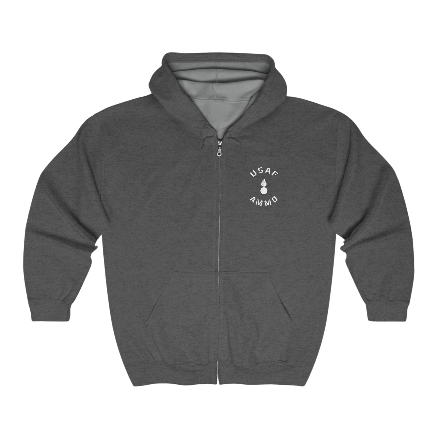 USAF AMMO Putting Warheads on Foreheads Unisex Heavy Blend™ Full Zip Hooded Sweatshirt