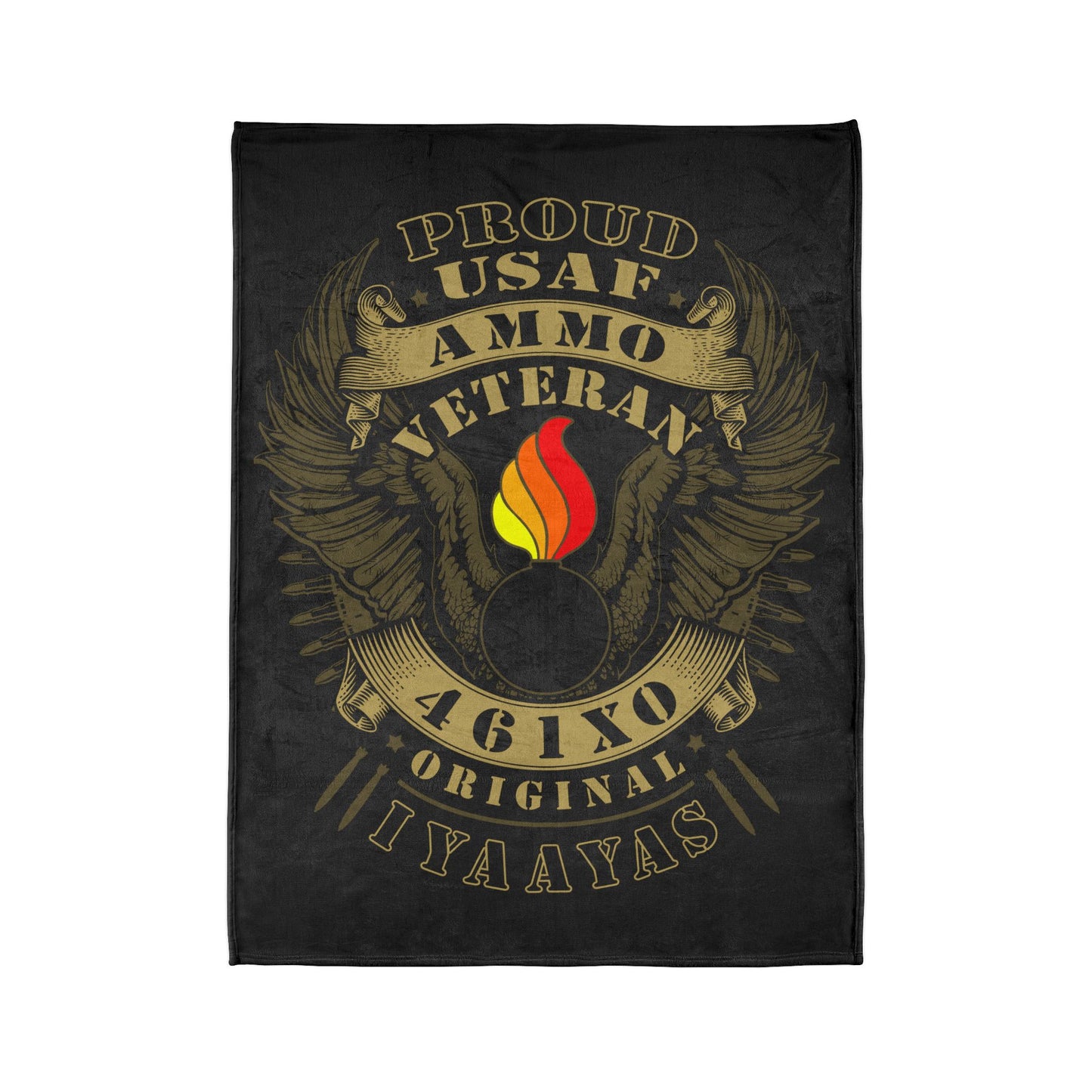 Proud USAF AMMO Veteran 461X0 Original IYAAYAS Pisspot Eagle Wings Vintage Scroll Ribbons Bomb Silhouettes Soft Polyester 60" x 80" Blanket