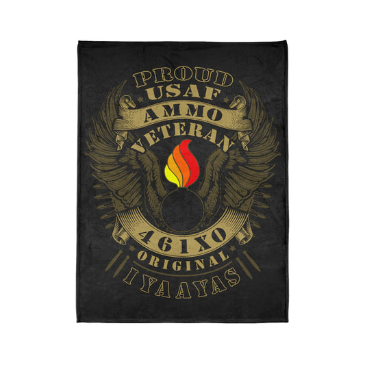 Proud USAF AMMO Veteran 461X0 Original IYAAYAS Pisspot Eagle Wings Vintage Scroll Ribbons Bomb Silhouettes Soft Polyester 60" x 80" Blanket