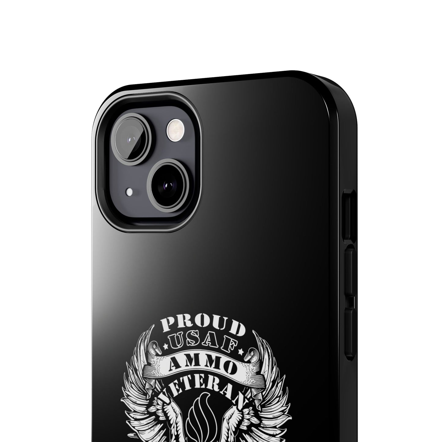 Proud USAF AMMO Veteran 461 2W0 Munitions IYAAYAS Pisspot Eagle Wings Vintage Ribbon Scrolls Black Background Tough Phone Cases