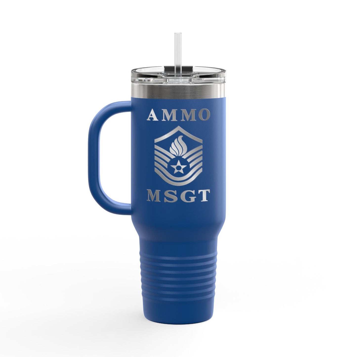 Shiny Metal Appearance AMMO MSgt Rank Stripe with Pisspot Insulated Travel Mug, 40oz
