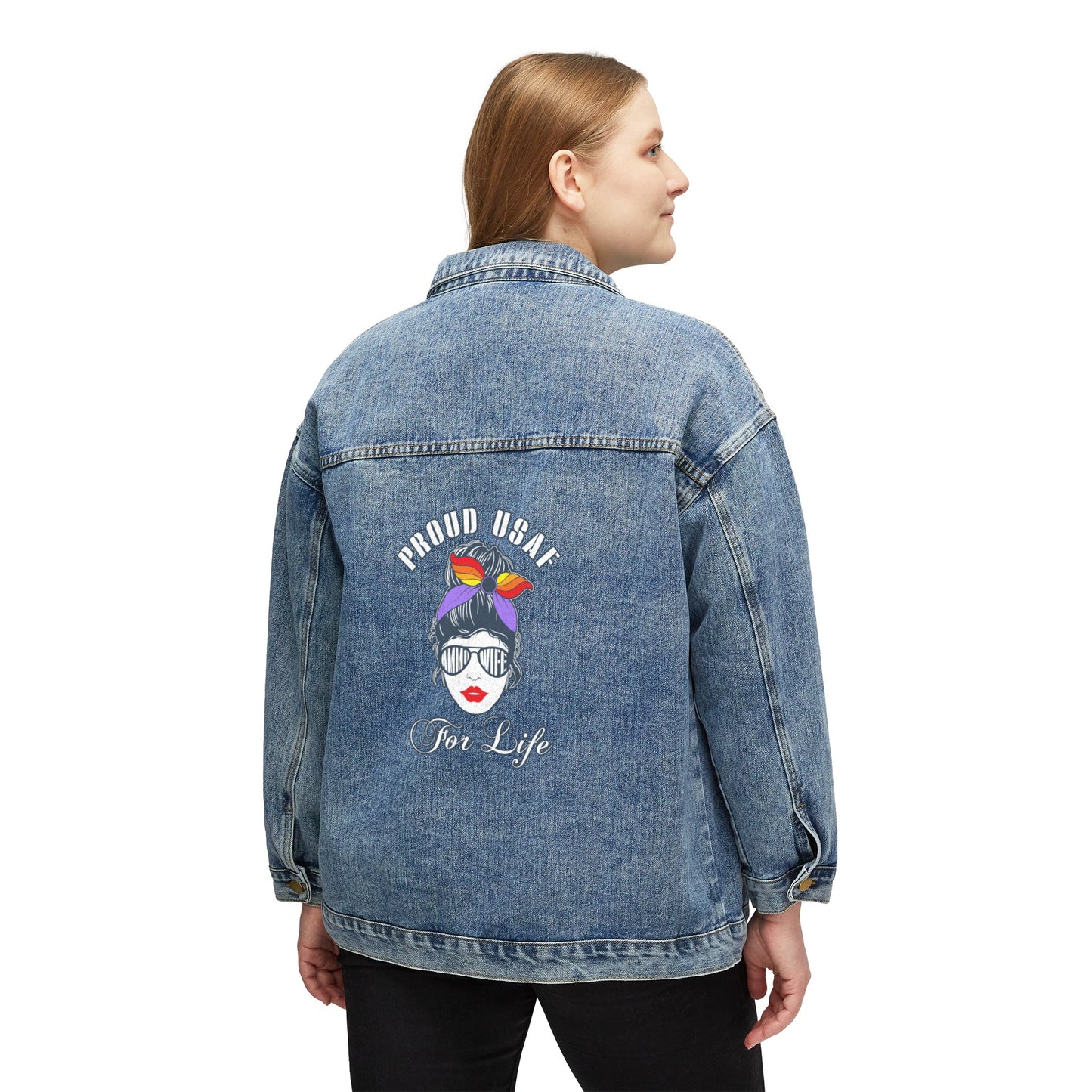 Proud USAF AMMO Wife For Life Women's Denim Jacket