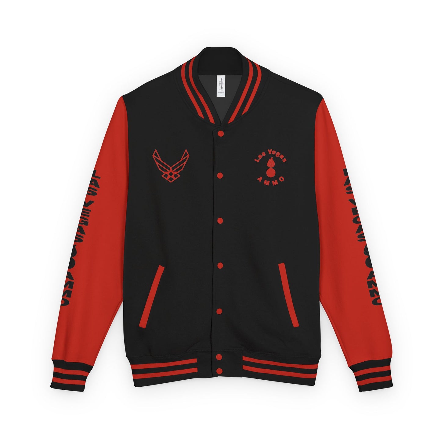 Las Vegas AMMO LV AVA Official Logo with Pisspot IYAAYAS Mens Heavyweight Letterman Jacket