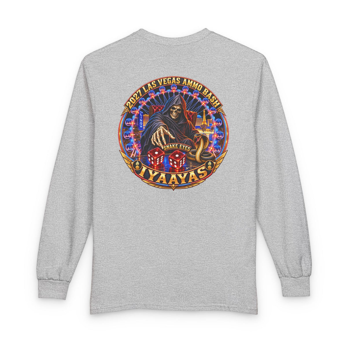 2027 Las Vegas USAF AMMO Bash Grim Reaper Snake Eyes Pisspots IYAAYAS Long Sleeve T-Shirt