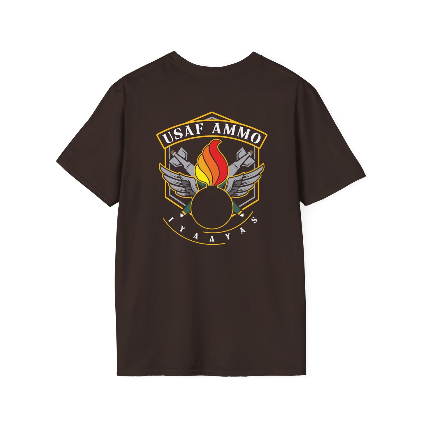 USAF AMMO Pisspot Bombs Wings IYAAYAS Logo Unisex Softstyle T-Shirt