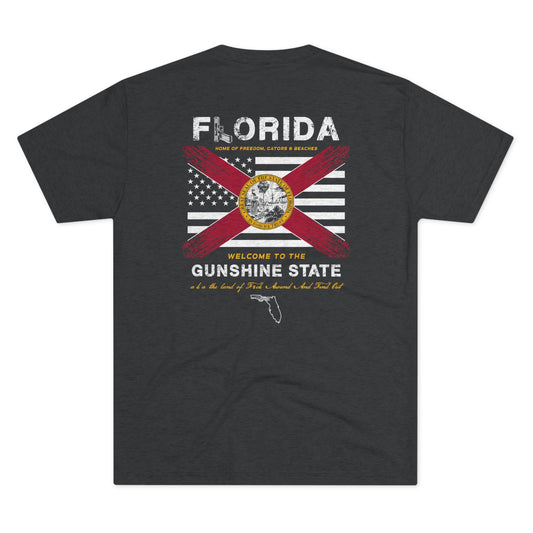Florida Home of the Gunshine State aka the Land of FAFO American and Florida Flag Unisex Tri-Blend Crew Tee