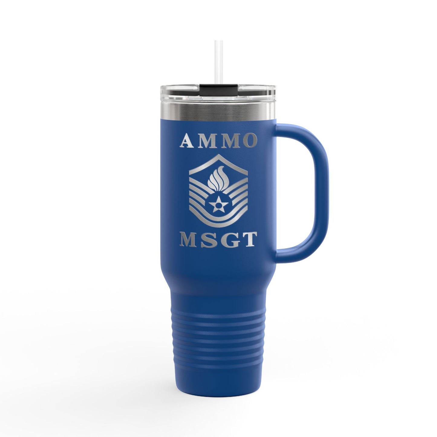 Shiny Metal Appearance AMMO MSgt Rank Stripe with Pisspot Insulated Travel Mug, 40oz