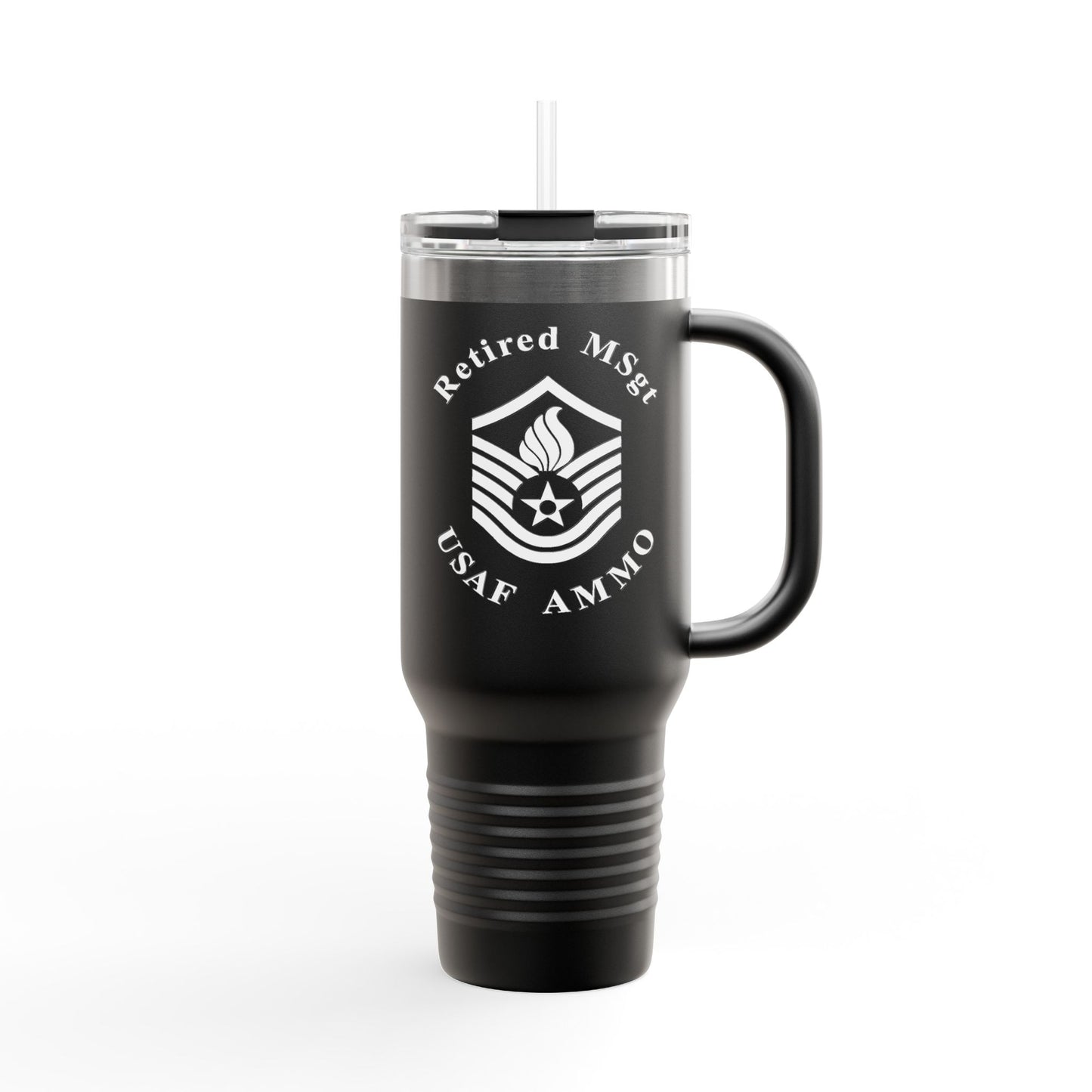 Retired MSgt USAF AMMO Rank with Pisspot Inside Insulated Travel Mug, 40oz