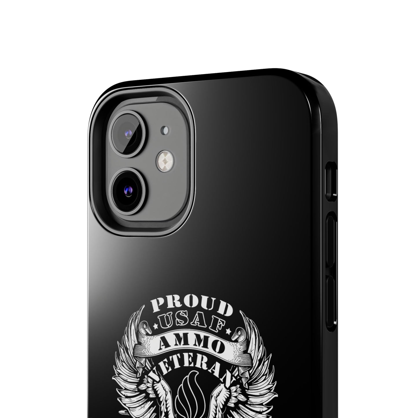 Proud USAF AMMO Veteran 461 2W0 Munitions IYAAYAS Pisspot Eagle Wings Vintage Ribbon Scrolls Black Background Tough Phone Cases