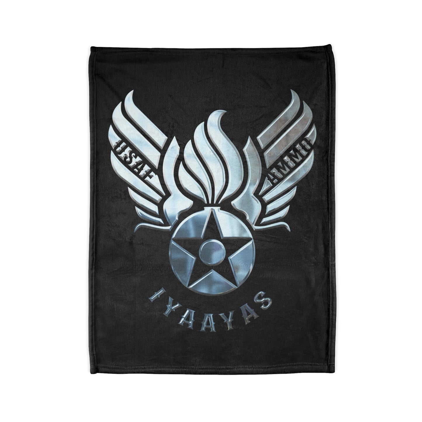 Shiny Chrome Hap Arnold Air Force Logo Combined With Pisspot USAF AMMO IYAAYAS Soft Polyester 30" x 40" Blanket