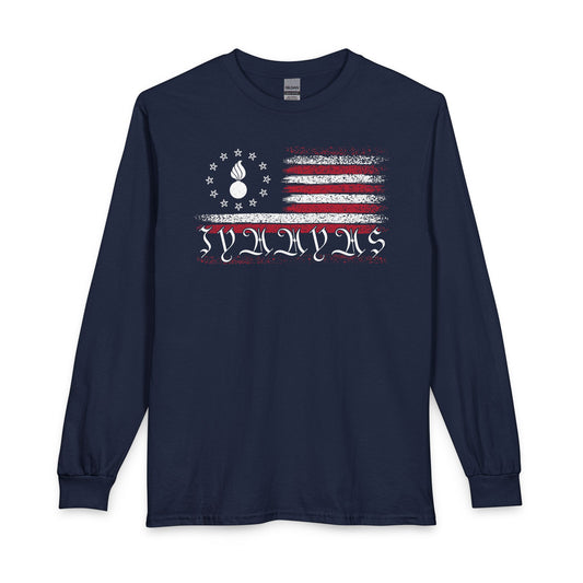 AMMO Pisspot Grunge American Flag Flechette Stars IYAAYAS We The People Style Unisex Long Sleeve T-Shirt