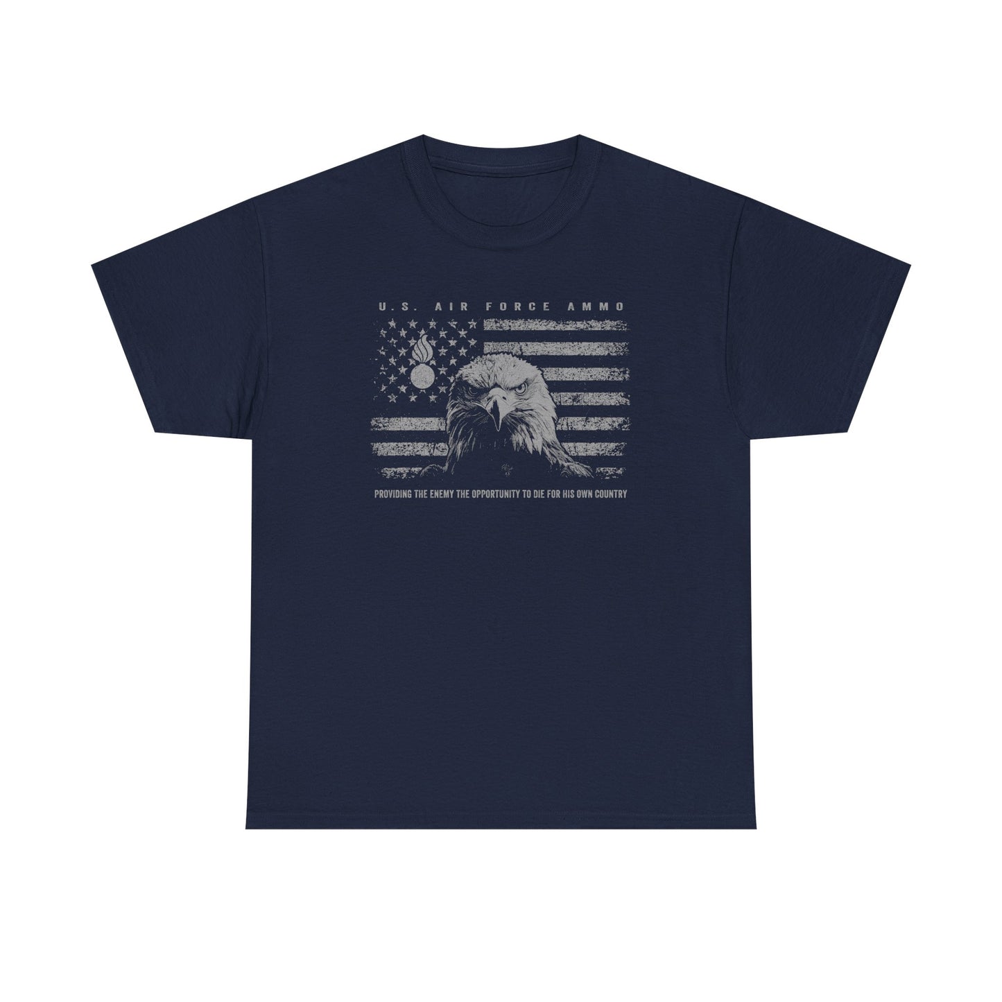 Grunge American Flag Eagle Head Pisspot USAF AMMO Unisex Heavy Cotton Tee
