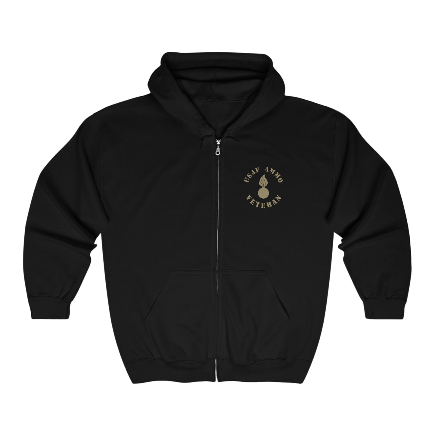 Proud USAF AMMO Veteran DD-214 Certified Pisspot Eagle Wings Unisex Heavy Blend™ Full Zip Hooded Sweatshirt