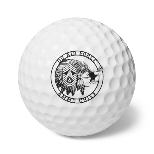 Female AMMO Chief With Pisspot Blues Stripe Eagle Circle and Text Logo Golf Balls, 6pcs