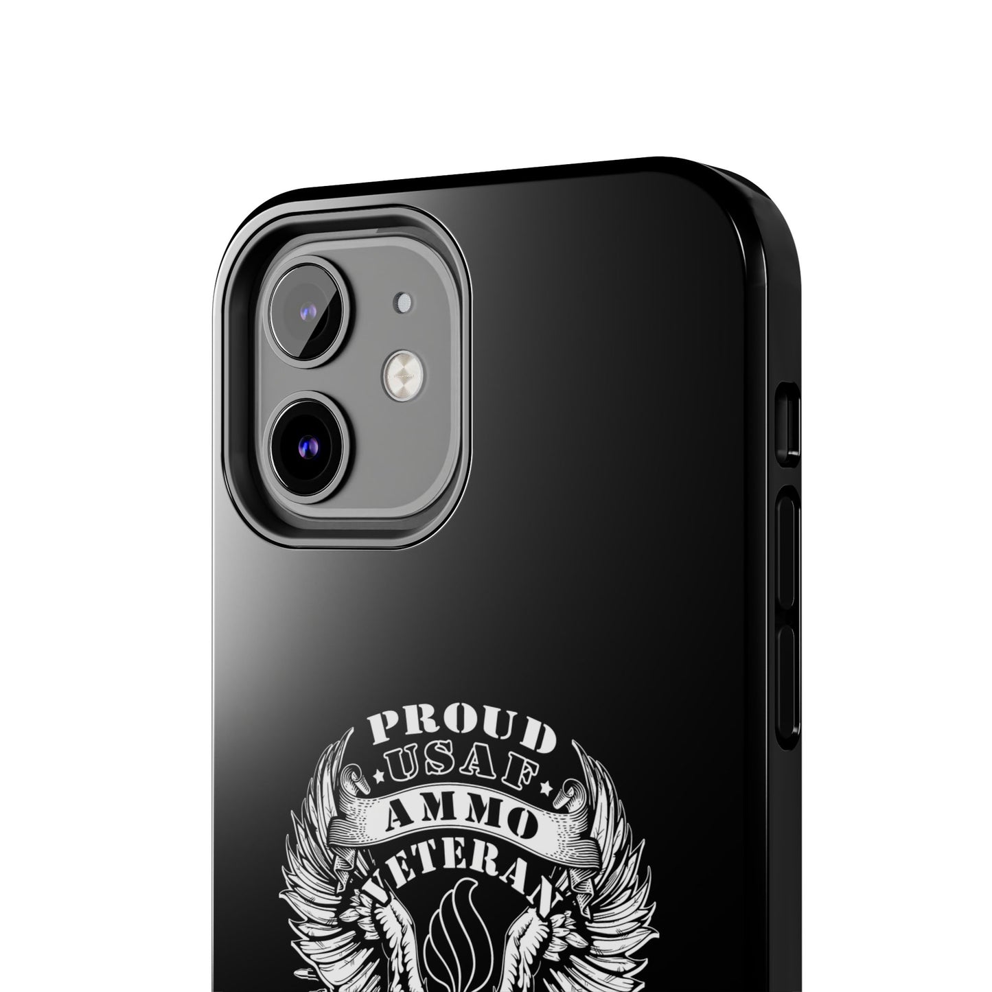 Proud USAF AMMO Veteran 461 2W0 Munitions IYAAYAS Pisspot Eagle Wings Vintage Ribbon Scrolls Black Background Tough Phone Cases