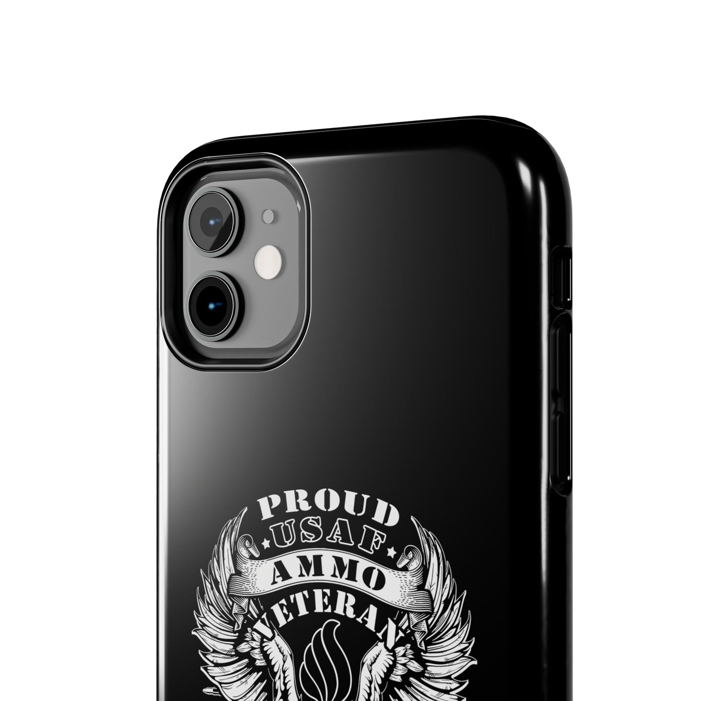 Proud USAF AMMO Veteran 461 2W0 Munitions IYAAYAS Pisspot Eagle Wings Vintage Ribbon Scrolls Black Background Tough Phone Cases