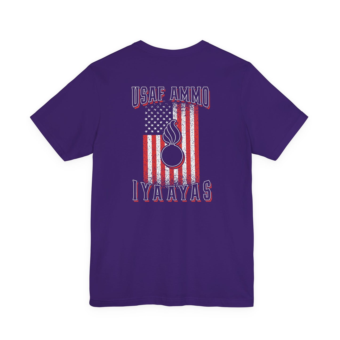 USAF AMMO IYAAYAS Pisspot Red White and Black Grunge Vertical American Flag Unisex Jersey Short Sleeve Tee
