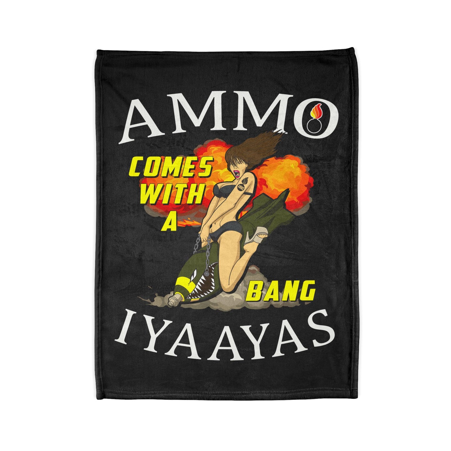 AMMO Comes With A Bang Girl Riding Bomb Background Explosion IYAAYAS Soft Polyester 30" x 40" Blanket