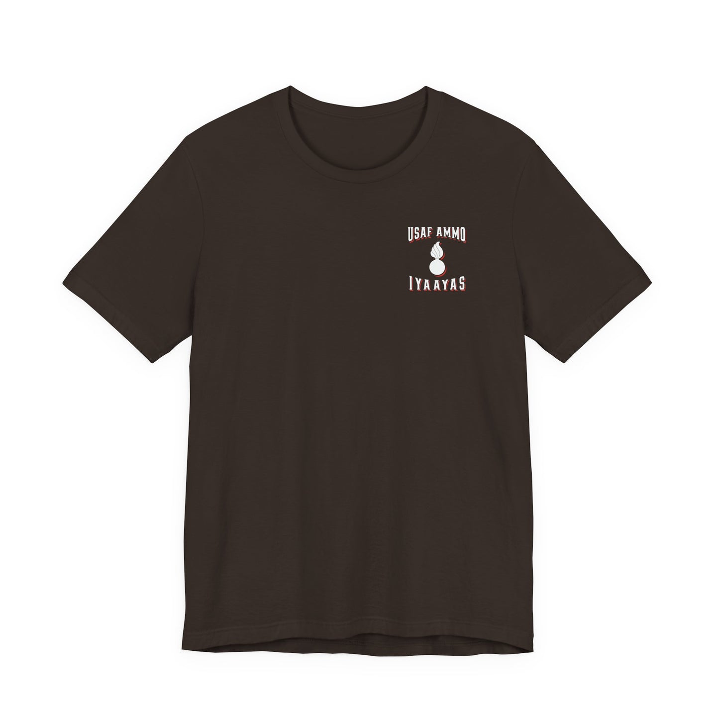 USAF AMMO IYAAYAS Pisspot Red White and Black Grunge Vertical American Flag Unisex Jersey Short Sleeve Tee