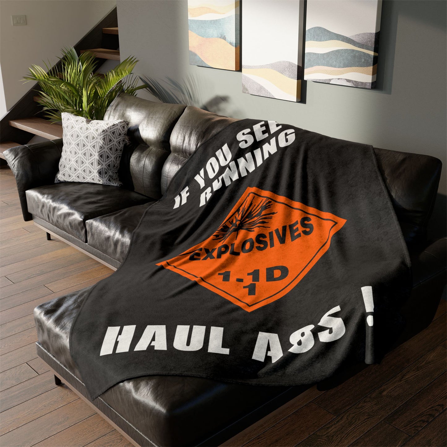 Explosive Placard USAF AMMO If You See Me Running Haul Ass Soft Polyester 60" x 80" Blanket