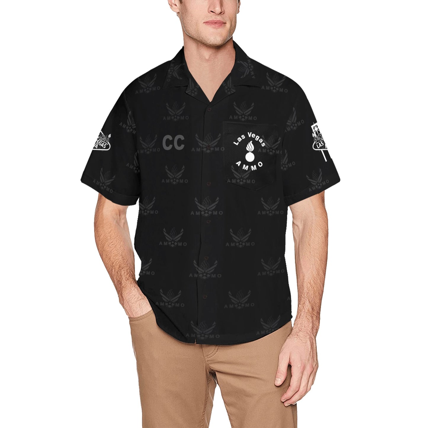 LV AVA Commander CC Official Black and White Version Mens Hawaiian Shirt With Left Chest Pocket