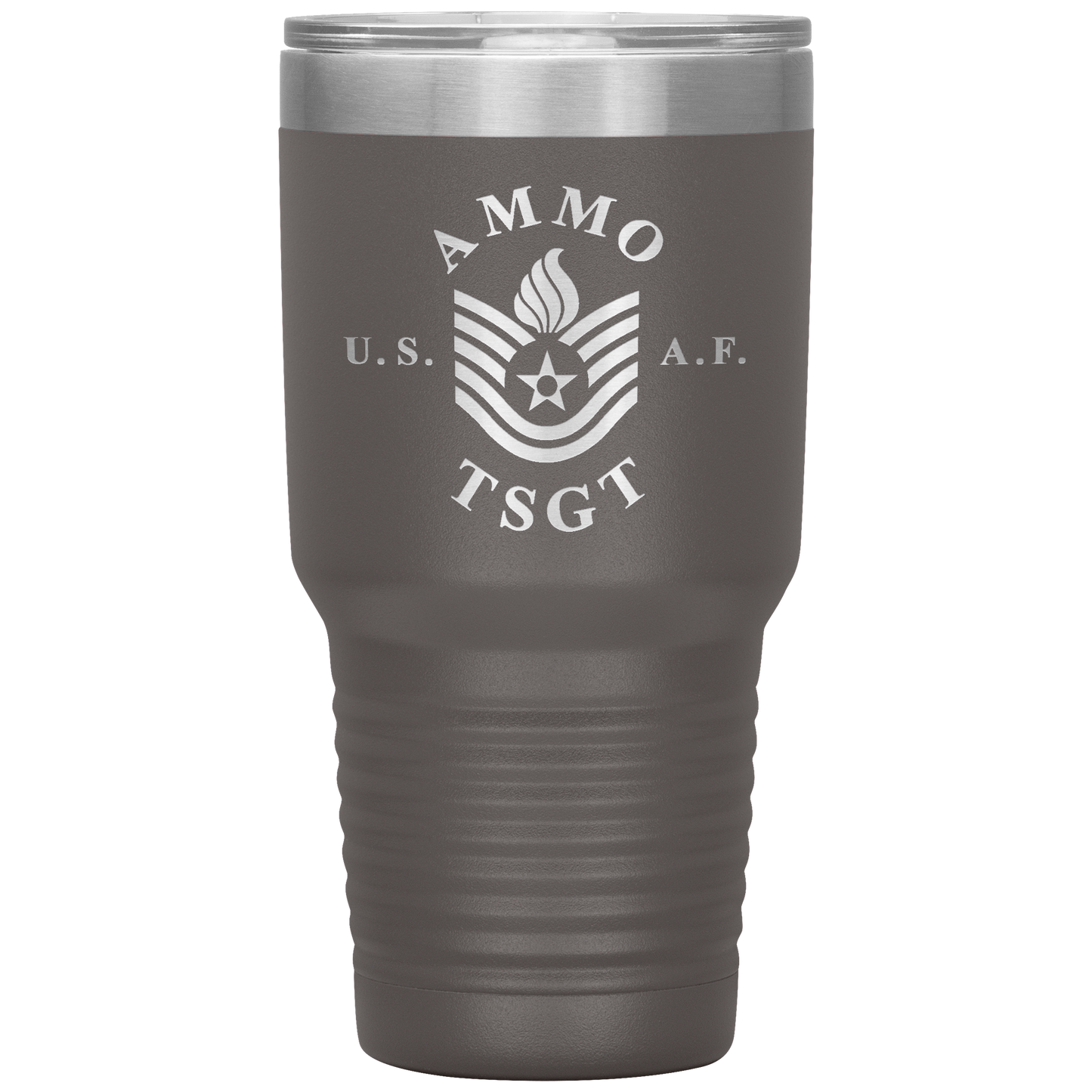 AMMO TSgt USAF Blues Stripe With Pisspot Flame Insulated Tumbler, 30oz