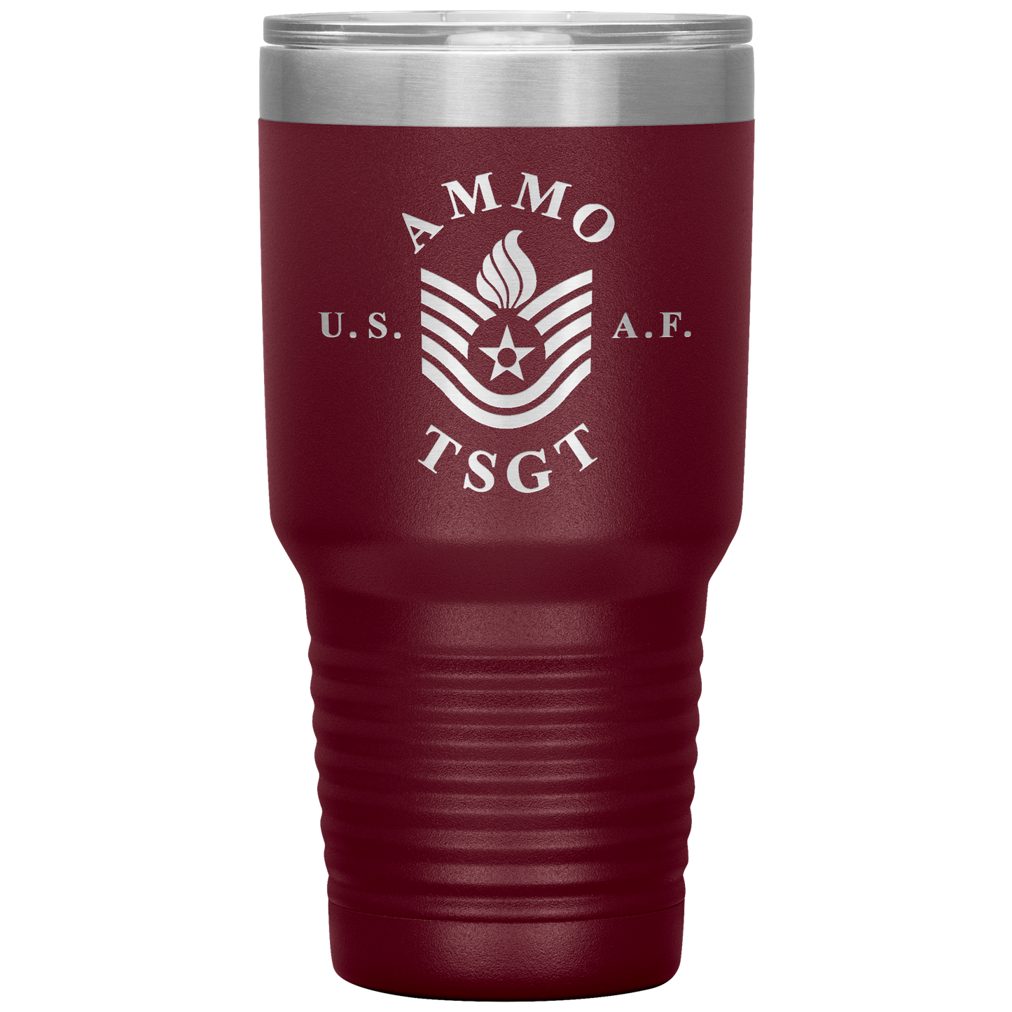 AMMO TSgt USAF Blues Stripe With Pisspot Flame Insulated Tumbler, 30oz