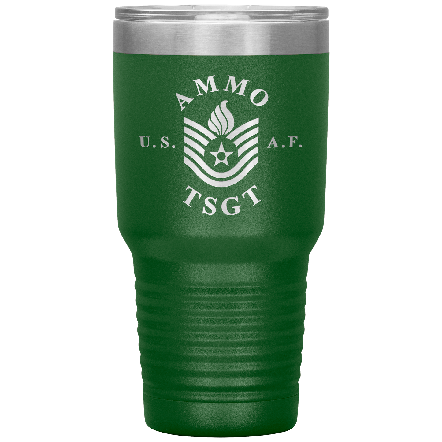 AMMO TSgt USAF Blues Stripe With Pisspot Flame Insulated Tumbler, 30oz
