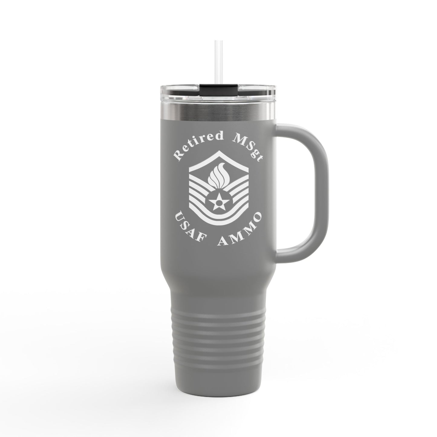 Retired MSgt USAF AMMO Rank with Pisspot Inside Insulated Travel Mug, 40oz
