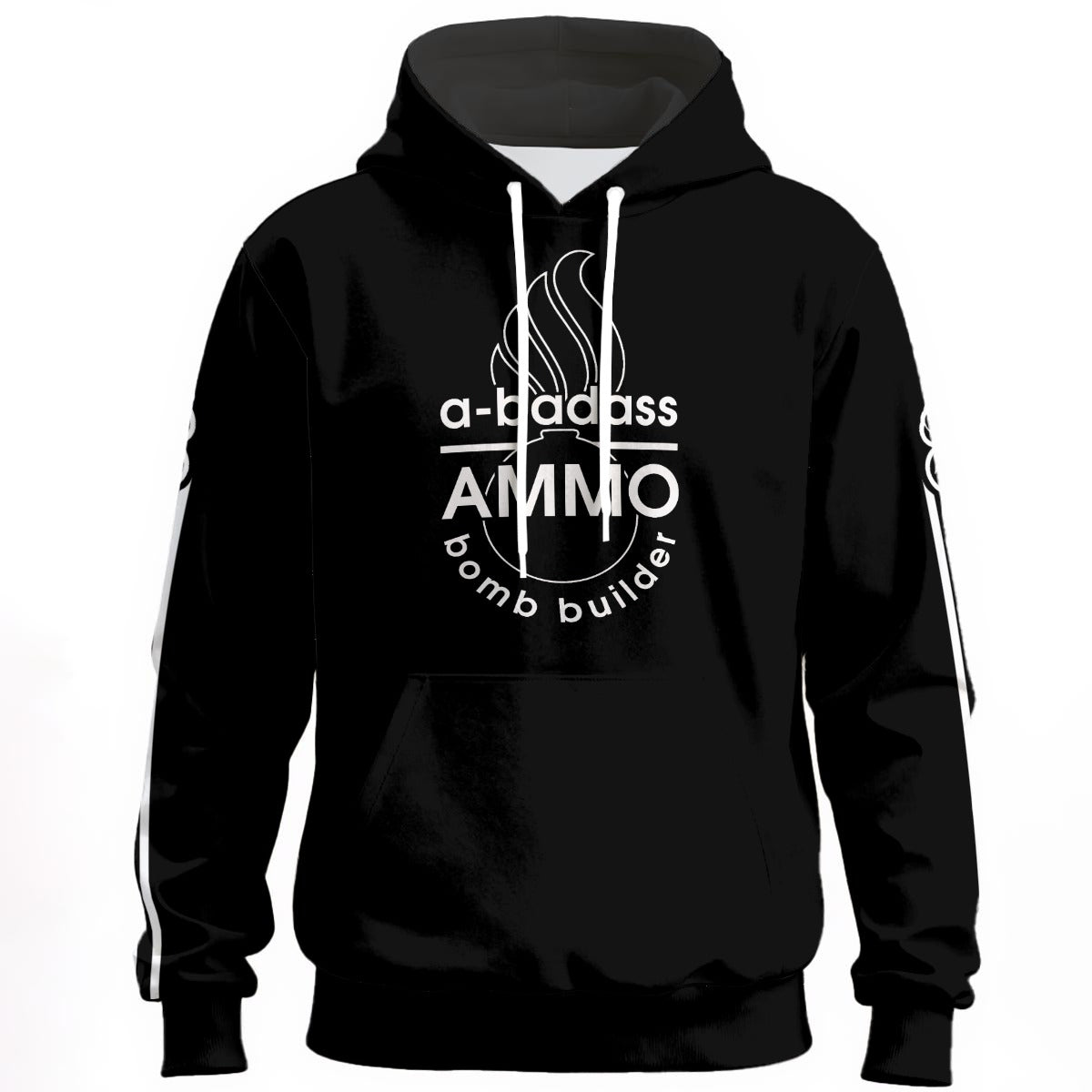 A Badass AMMO Bomb Builder Pisspot Stripes Black All-Over Print Unisex Pullover Hoodie 310GSM Cotton