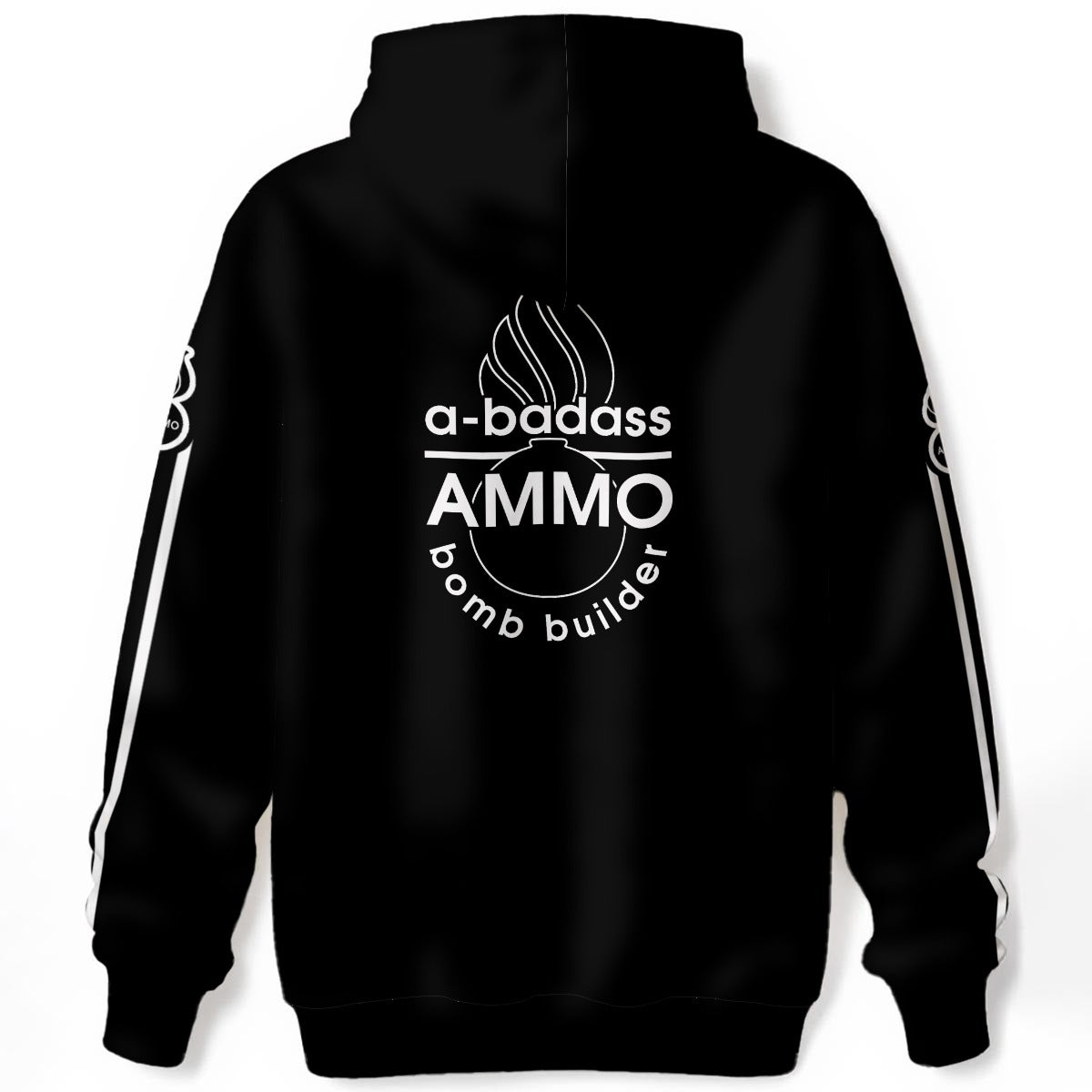 A Badass AMMO Bomb Builder Pisspot Stripes Black All-Over Print Unisex Pullover Hoodie 310GSM Cotton