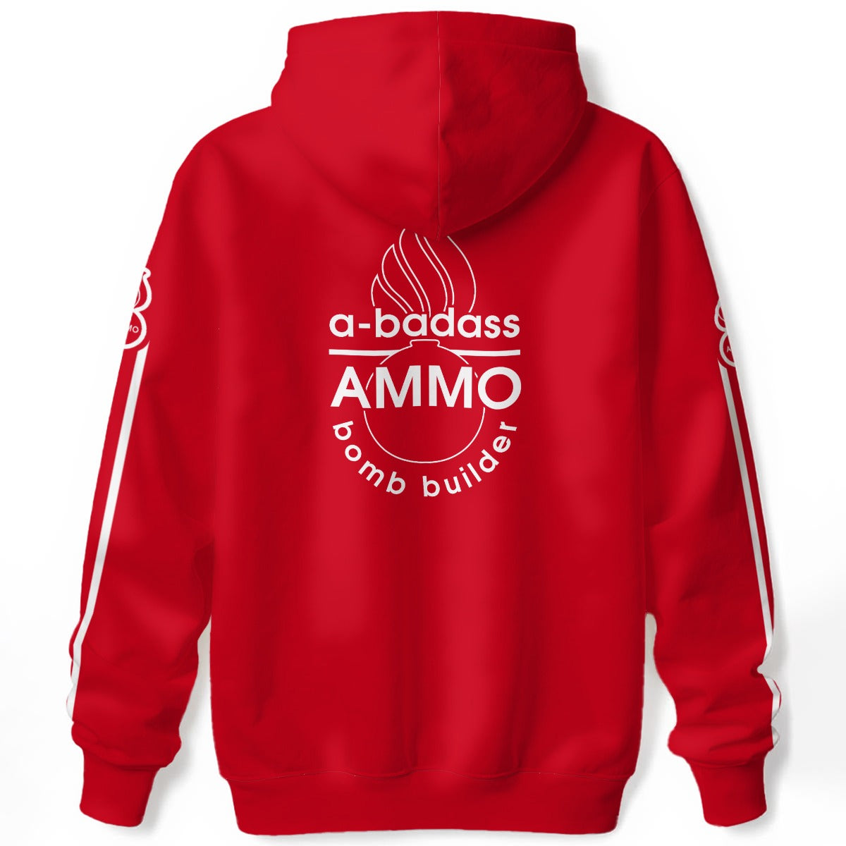 A Badass AMMO Bomb Builder Pisspot Stripes Red All-Over Print Unisex Pullover Hoodie 310GSM Cotton