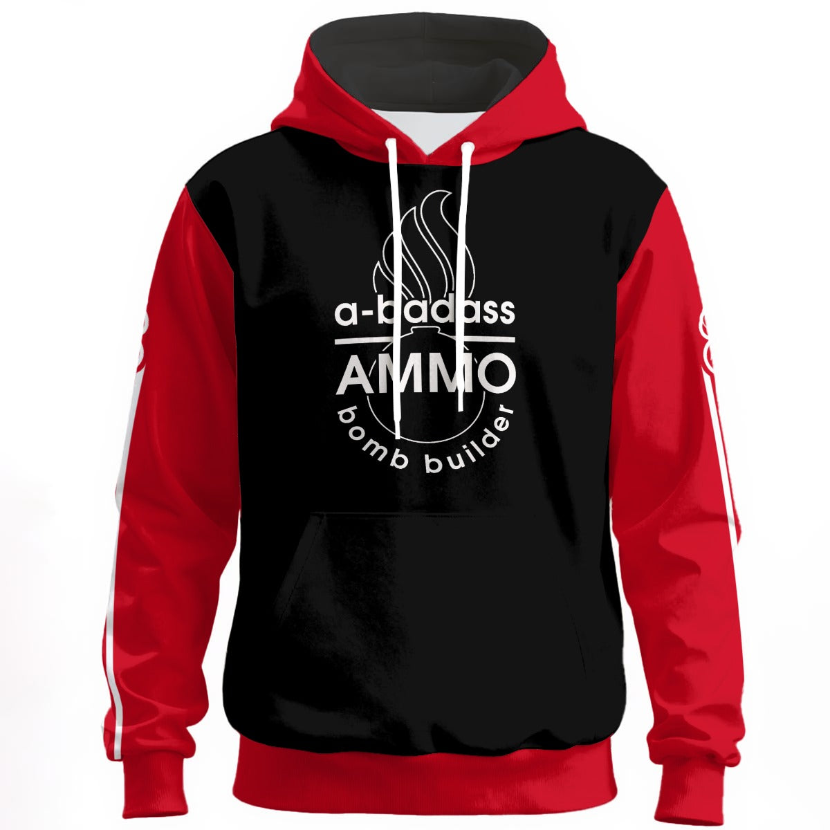 A Badass AMMO Bomb Builder Pisspot Stripes Black Red All-Over Print Pullover Hoodie 310GSM Cotton