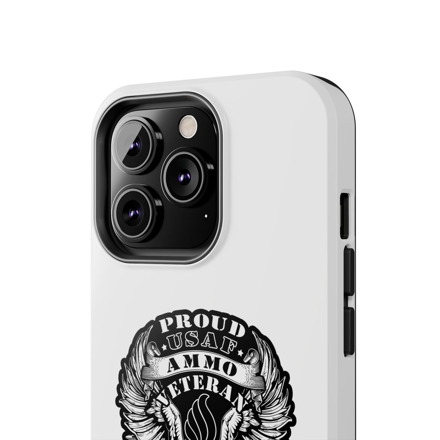 Proud USAF AMMO Veteran 461 2W0 Munitions IYAAYAS Pisspot Eagle Wings Vintage Ribbon Scrolls White Background Tough Phone Cases