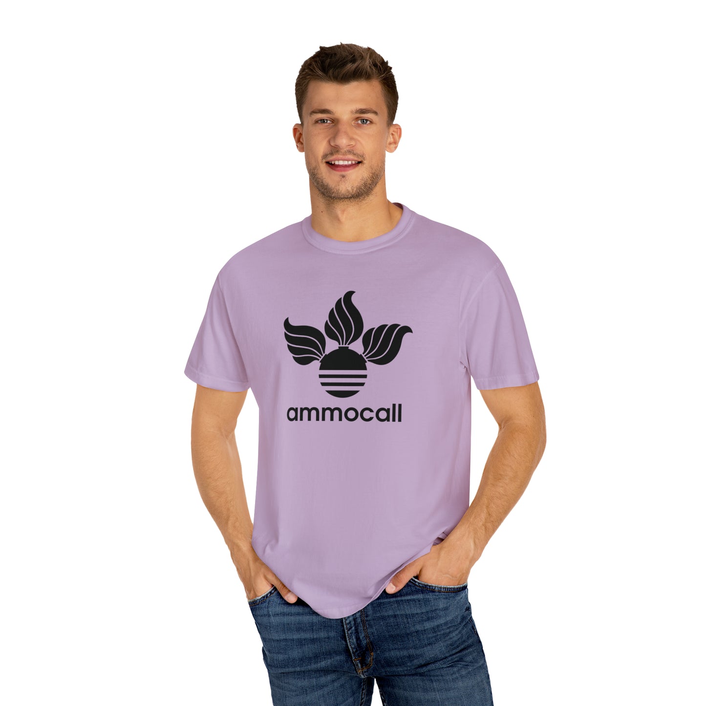 AMMO Call Three Pisspots With Stripes Parody Logo Unisex Garment-Dyed T-shirt