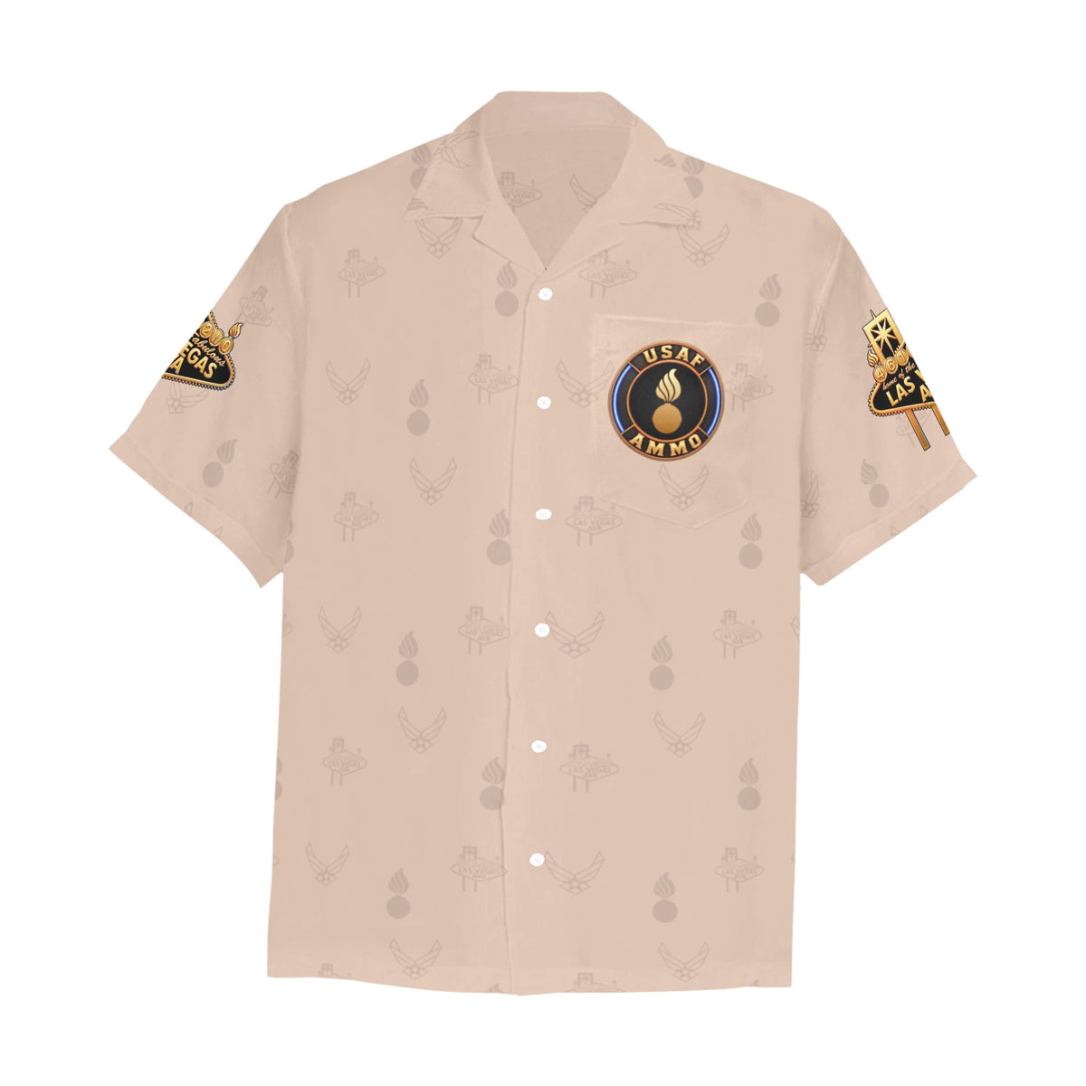 2027 AMMO Bash Las Vegas Grim Reaper Snake Eyes Sand Full Color Logos Men’s Hawaiian Shirt with Left Chest Pocket