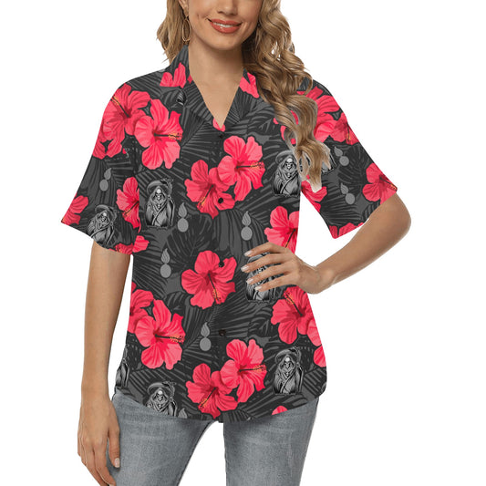 WAMMO Weapons AMMO Reapers Pisspots Flowers and Leaves Womens Hawaiian Shirt