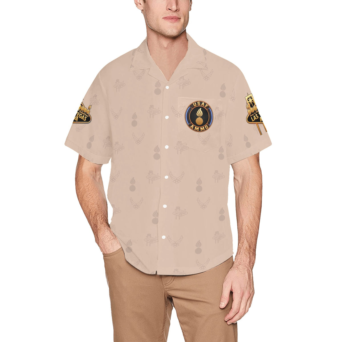 2027 AMMO Bash Las Vegas Grim Reaper Snake Eyes Sand Full Color Logos Men’s Hawaiian Shirt with Left Chest Pocket