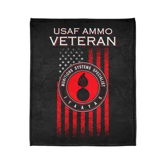 USAF AMMO Veteran Vertical Grunge American Flag Circular Logo With Pisspot and IYAAYAS Soft Polyester 50" x 60" Blanket