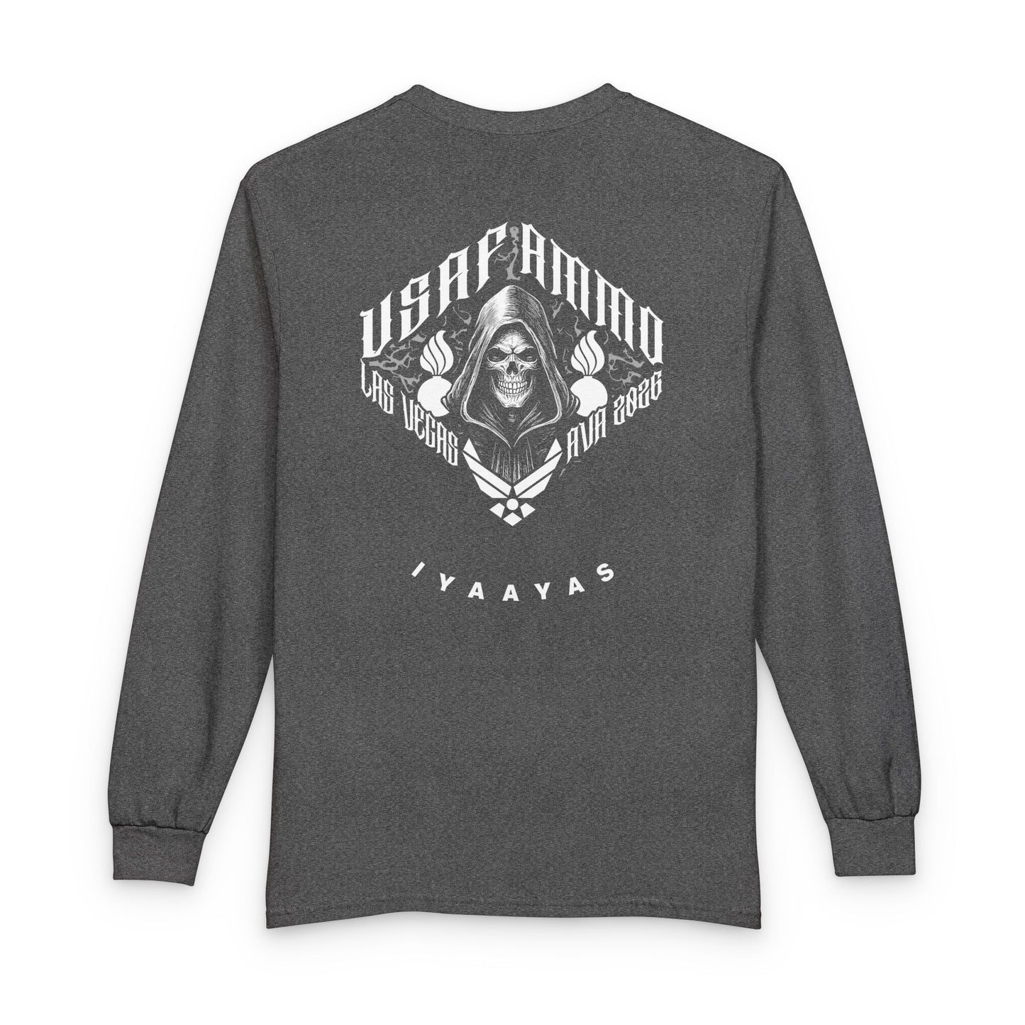 USAF AMMO Grim Reaper Pisspots AF Vector Logo Las Vegas AVA 2026 Unisex Long Sleeve T-Shirt