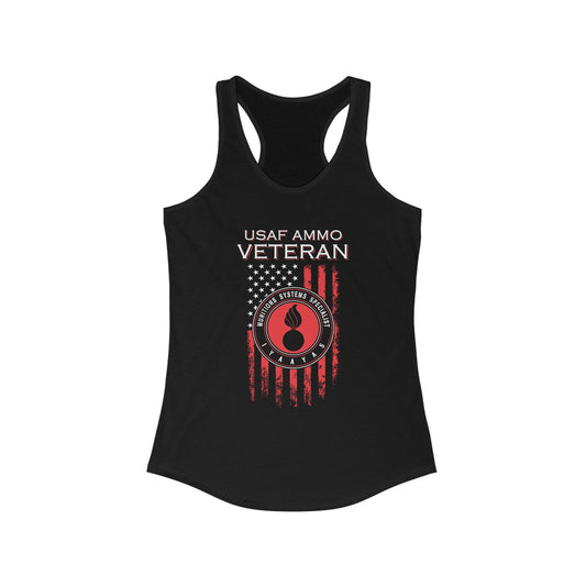 USAF AMMO Veteran Vertical Flag Womens Ideal Racerback Tank Top