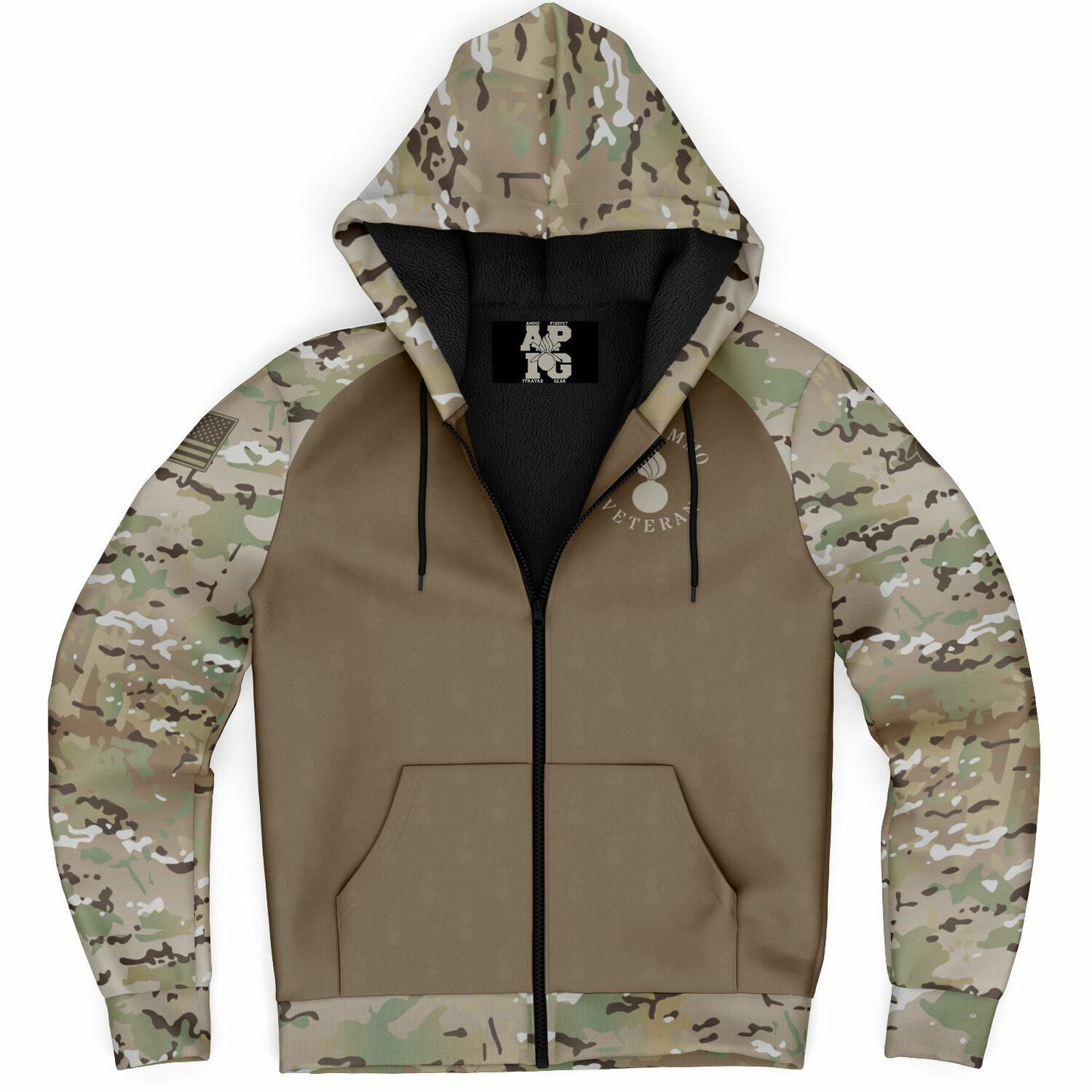 USAF AMMO Veteran OCP Style Microfleece Cold Weather Zip-Up Hoodie - All Over Print