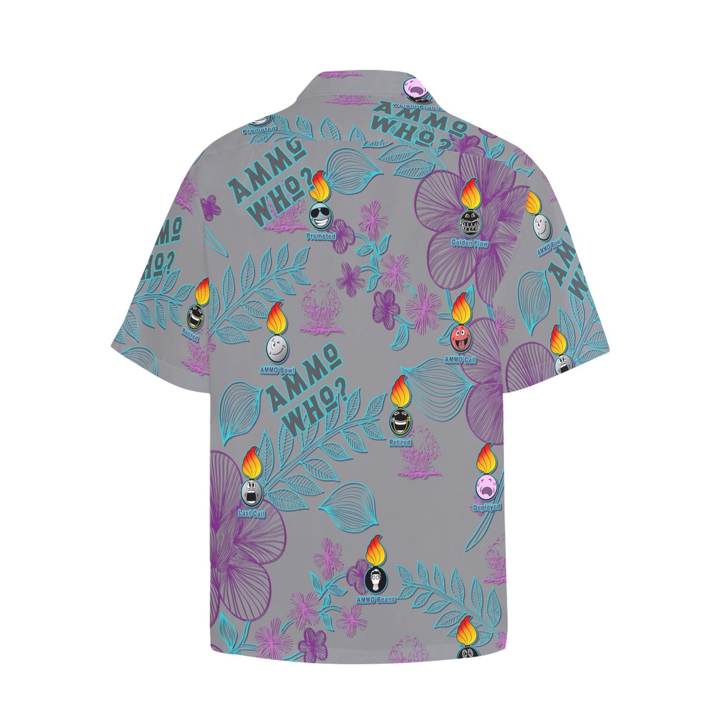 AMMO Who Different Event Pisspot Facial Expressions Neon Flowers Mens Front Left Chest Pocket Hawaiian Shirt