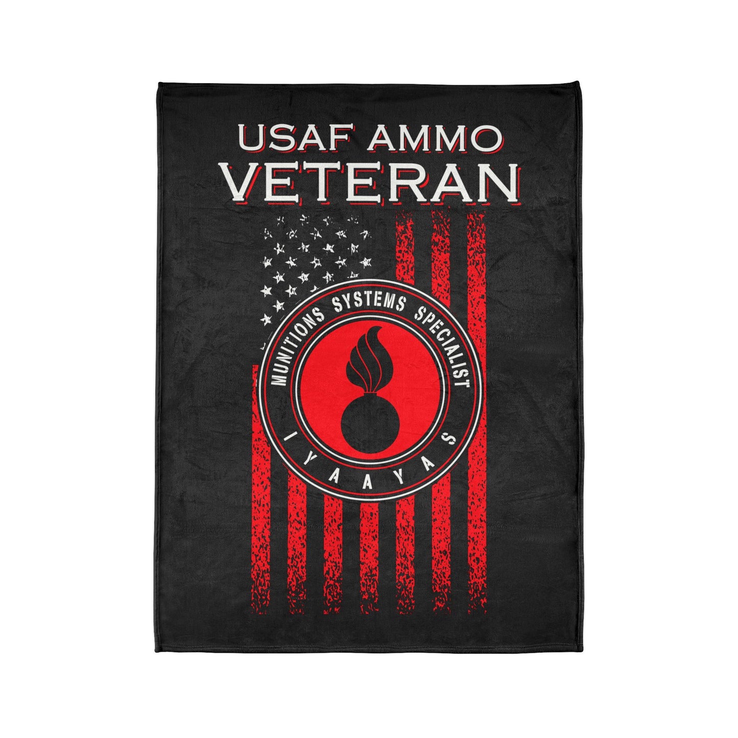 USAF AMMO Veteran Vertical Grunge American Flag Circular Logo With Pisspot and IYAAYAS Soft Polyester 60" x 80" Blanket